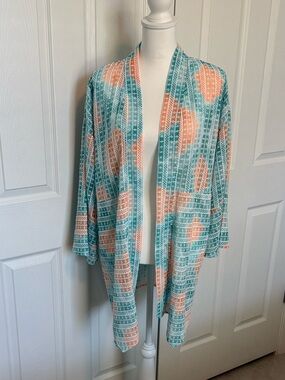 Boho Kimono Sheer Eyelet open-front  beach coverup eyelet cottagecore.